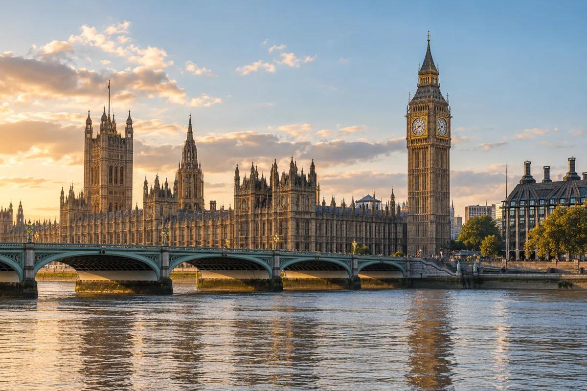 London skyline with Big Ben and the Houses of Parliament